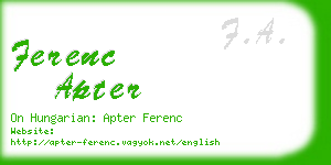 ferenc apter business card